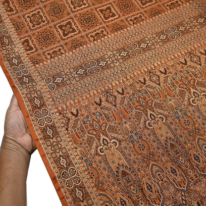 Indian Vintage Sari Rusty Heavy Pure Silk Woven Banarasi Brocade Saree Fabric 5Yd Ethnic Dress making Crafting Bollywood Dress Designing