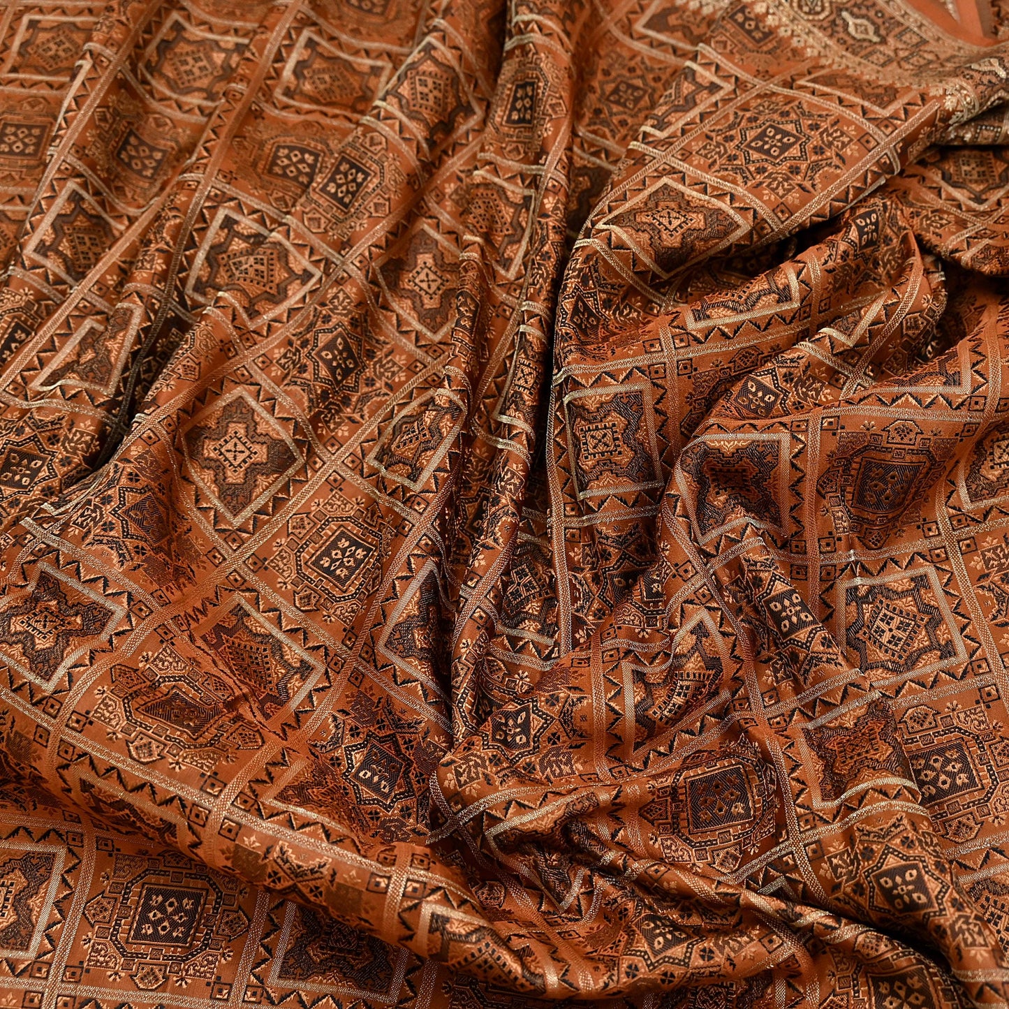 Indian Vintage Sari Rusty Heavy Pure Silk Woven Banarasi Brocade Saree Fabric 5Yd Ethnic Dress making Crafting Bollywood Dress Designing
