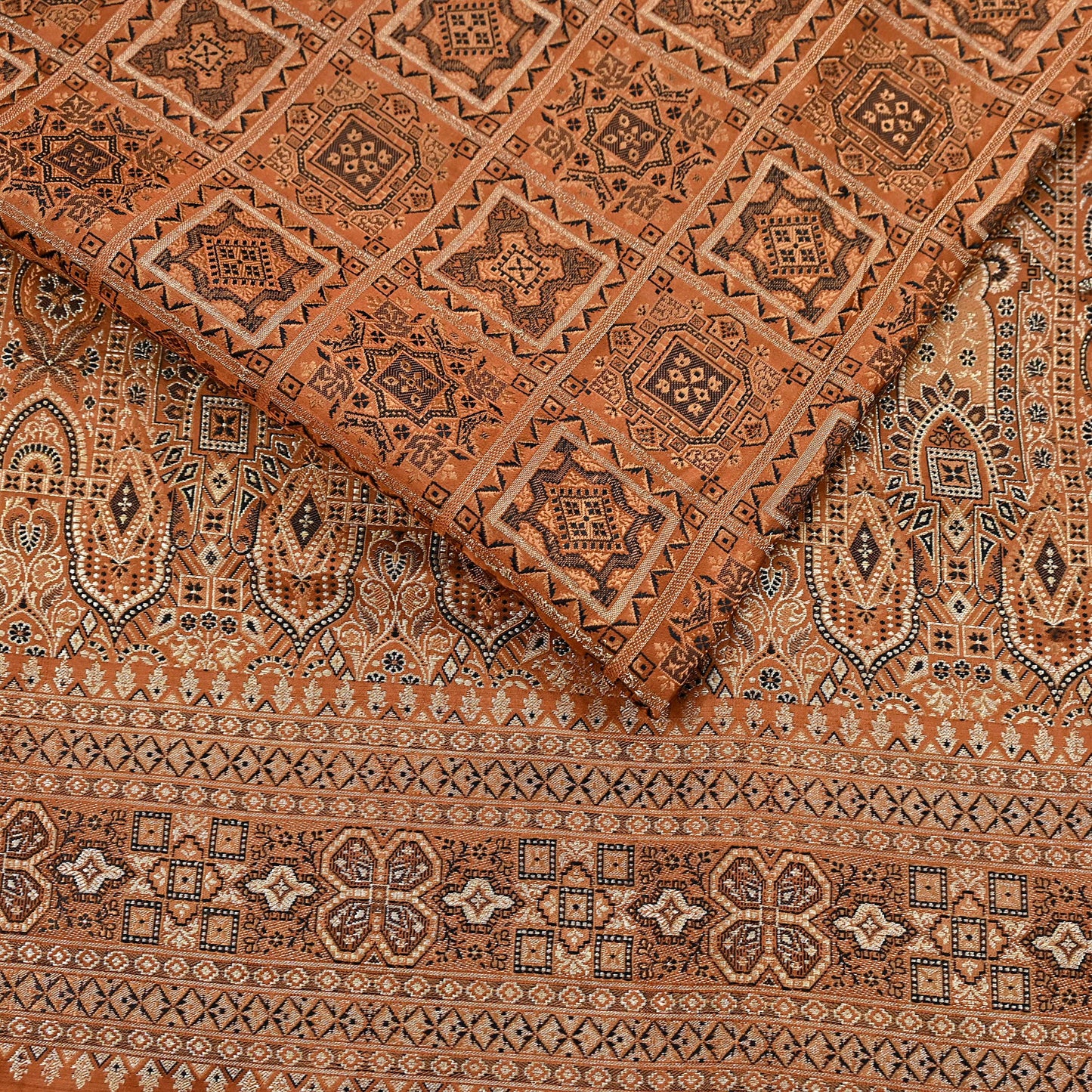 Indian Vintage Sari Rusty Heavy Pure Silk Woven Banarasi Brocade Saree Fabric 5Yd Ethnic Dress making Crafting Bollywood Dress Designing