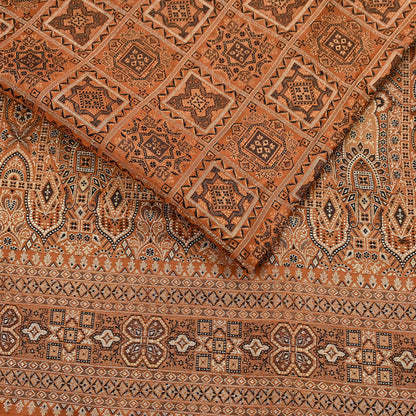 Indian Vintage Sari Rusty Heavy Pure Silk Woven Banarasi Brocade Saree Fabric 5Yd Ethnic Dress making Crafting Bollywood Dress Designing
