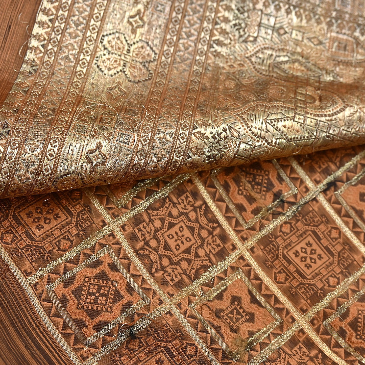 Indian Vintage Sari Rusty Heavy Pure Silk Woven Banarasi Brocade Saree Fabric 5Yd Ethnic Dress making Crafting Bollywood Dress Designing