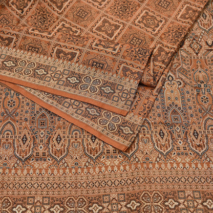 Indian Vintage Sari Rusty Heavy Pure Silk Woven Banarasi Brocade Saree Fabric 5Yd Ethnic Dress making Crafting Bollywood Dress Designing