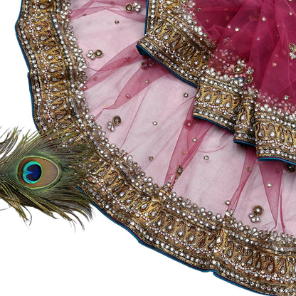 Indian Vintage Heavy Bridal Dupatta Pink Net Mesh Long Stole Hand Embroidered Scarves Sequins Glass Bead Wedding veil Wrap Boho