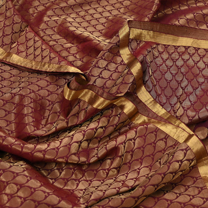 Indian Vintage Heavy Sari Maroon Pure silk Hand Woven Kanjivaram Sarees Fabric 5Yd Ethnic Zari Dress making Crafting Bollywood sari