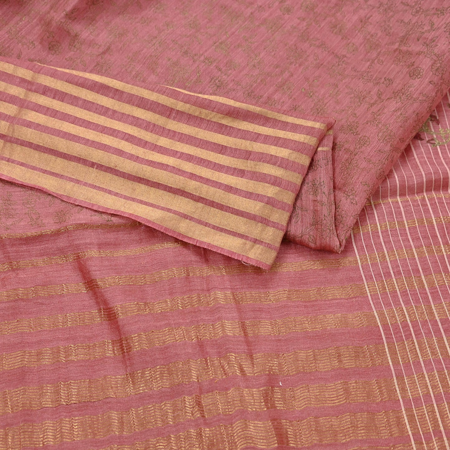 Indian Vintage Dupatta Peach Long Stole Printed Woven Pure Chanderi Silk Indian Scarves Veil Golden Zari Soft Fringes