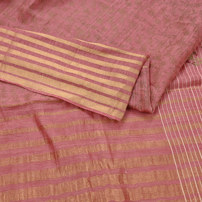 Indian Vintage Dupatta Peach Long Stole Printed Woven Pure Chanderi Silk Indian Scarves Veil Golden Zari Soft Fringes