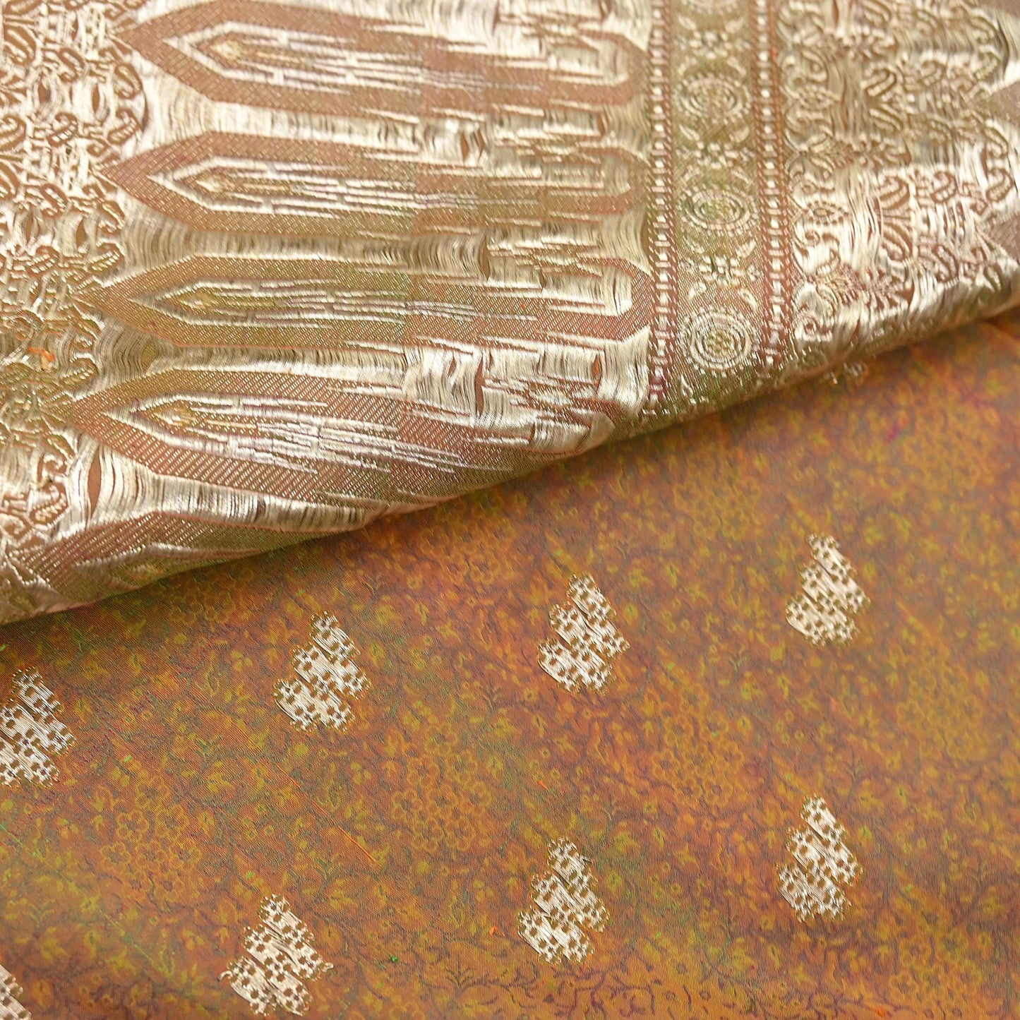 Indian Vintage Sari Green Heavy Pure Satin Silk Woven Banarasi Tanchoi Saree 5Yd Ethnic Craft Fabric Upcycle Bridal Heavy Sarees