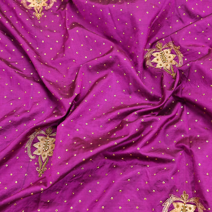 Indian Vintage Heavy Purple Dupatta Pure Silk Long Stole Hand Embroidered Scarves Dabka Zardozi Zari Stole