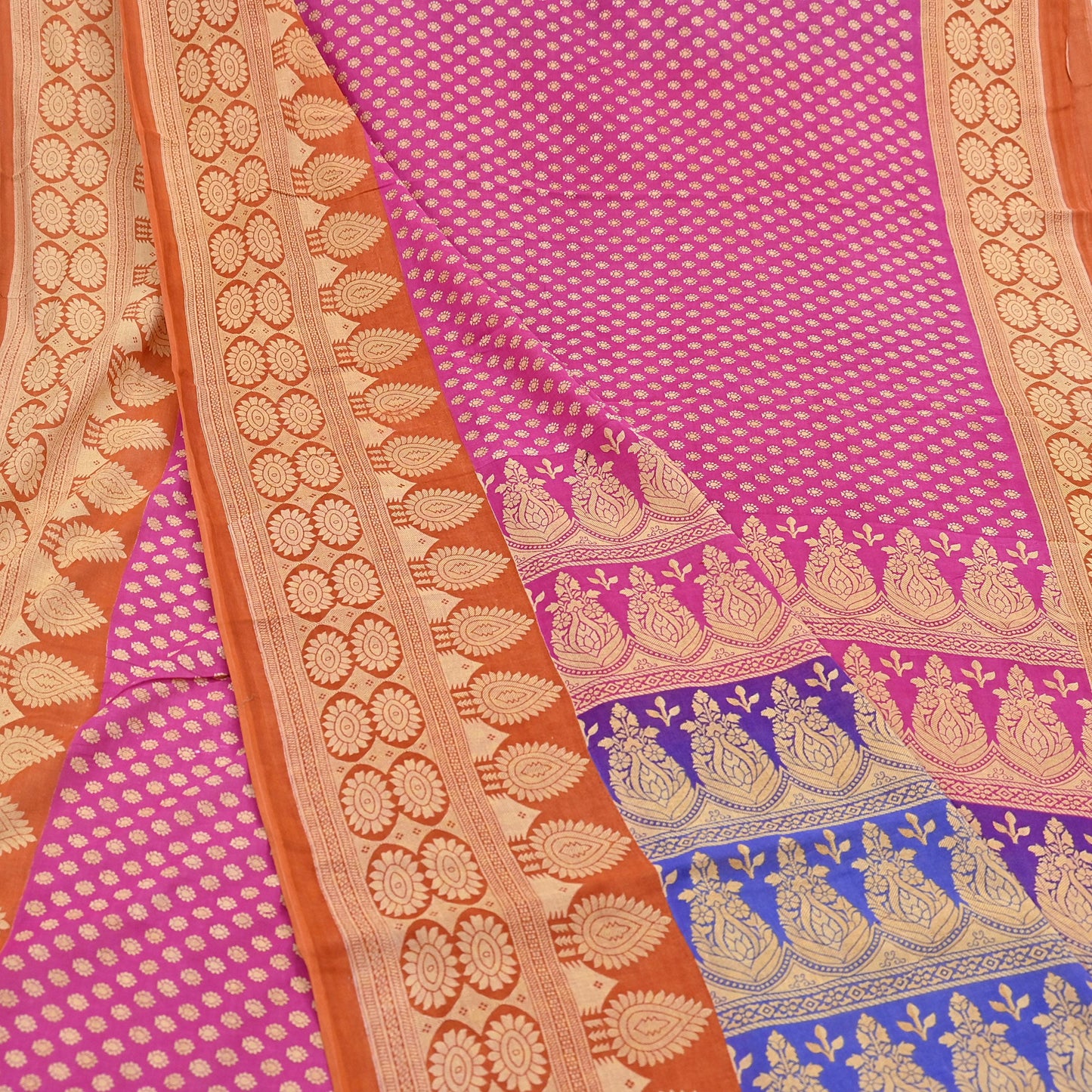 Indian Vintage Sari Pink & Multi Printed 100% Pure Cotton Saree Craft Fabric 5Yd Soft Sewing Sarong Wrap Boho Stripes Dress making Quilting