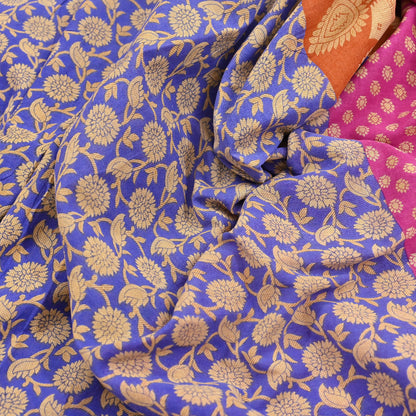 Indian Vintage Sari Pink & Multi Printed 100% Pure Cotton Saree Craft Fabric 5Yd Soft Sewing Sarong Wrap Boho Stripes Dress making Quilting