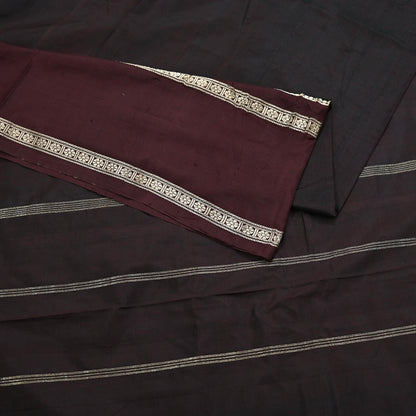 Indian Vintage Sari Maroon Mysore Silk Woven Sarees Craft Fabric 5Yd Ethnic South silk Dress Making Crafting Upcycle Quilting Zari Border