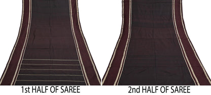 Indian Vintage Sari Maroon Mysore Silk Woven Sarees Craft Fabric 5Yd Ethnic South silk Dress Making Crafting Upcycle Quilting Zari Border