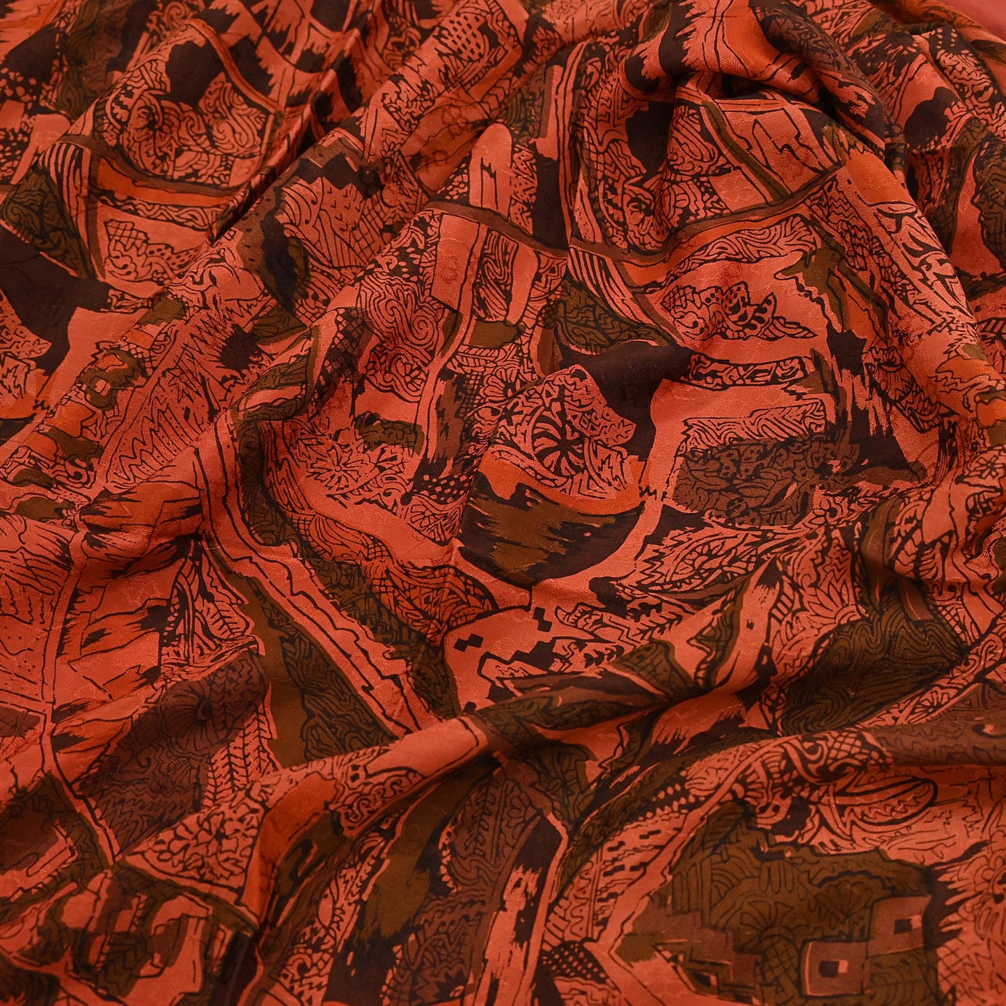 Indian Vintage Sari Orange 100% Pure Silk Printed Sarees 5yd Sewing Craft Fabric Zari Dress Making Soft Wrap Quilting Used Crafting Upcycle