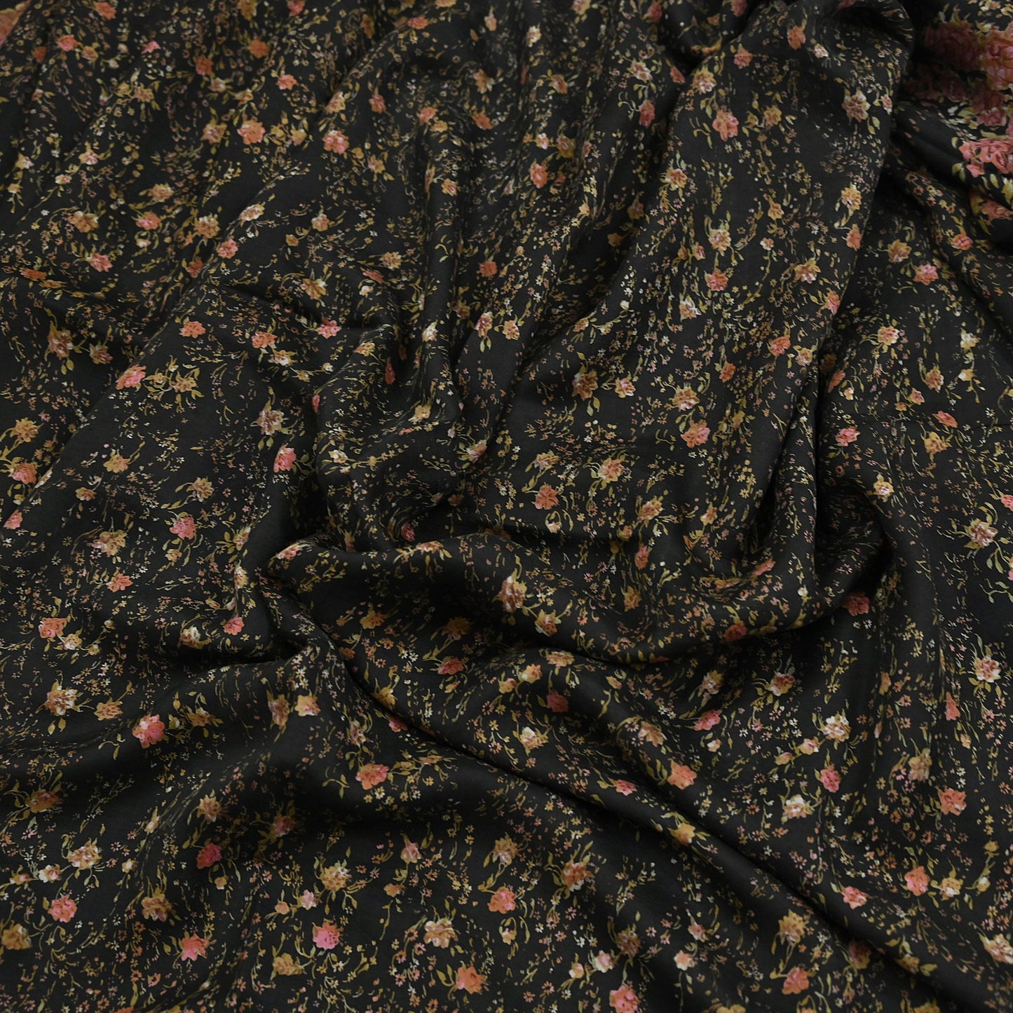 Indian Vintage Sari Black Printed Pure Silk Sarees Craft Fabric 5yd Sewing Floral Soft Dress Designing  for Crafting Quilting Upcycle Wrap