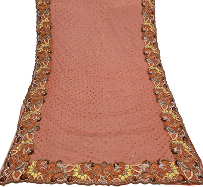 Vintage Rusty Net Designer Anamika Khanna Saree Hand Embroidered Zardozi Zari Wedding Ethnic 6Yd Style Sari