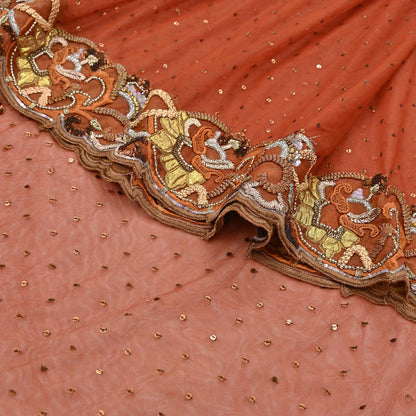 Vintage Rusty Net Designer Anamika Khanna Saree Hand Embroidered Zardozi Zari Wedding Ethnic 6Yd Style Sari