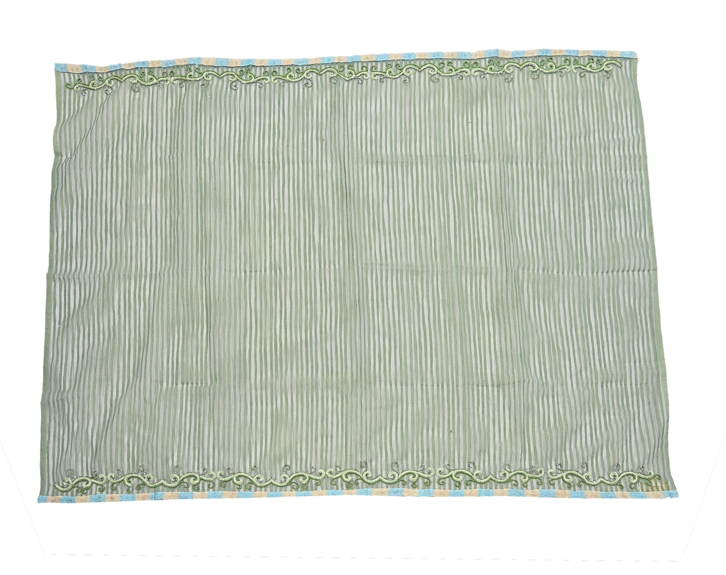 Indian Vintage Sage Green Saree Pure Organza Silk Hand Beaded Abu jani Designer Sari Fabric 6-Yards Soft Ethnic Bollywood Party sarees