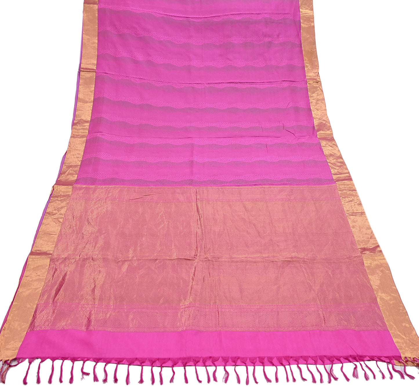 Indian Vintage Silk Saree Magenta Pure Silk Zari Fabric Handwoven Kanjivaram 5Yd Craft Material Dressmaking Textile