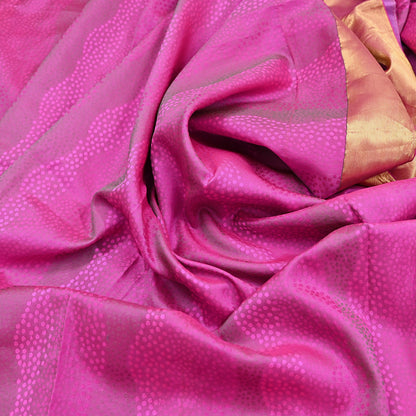 Indian Vintage Silk Saree Magenta Pure Silk Zari Fabric Handwoven Kanjivaram 5Yd Craft Material Dressmaking Textile