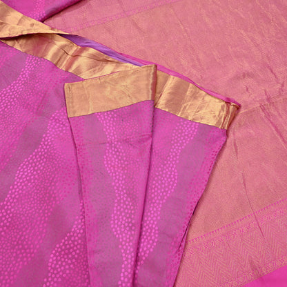Indian Vintage Silk Saree Magenta Pure Silk Zari Fabric Handwoven Kanjivaram 5Yd Craft Material Dressmaking Textile
