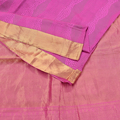 Indian Vintage Silk Saree Magenta Pure Silk Zari Fabric Handwoven Kanjivaram 5Yd Craft Material Dressmaking Textile