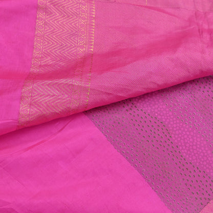 Indian Vintage Silk Saree Magenta Pure Silk Zari Fabric Handwoven Kanjivaram 5Yd Craft Material Dressmaking Textile