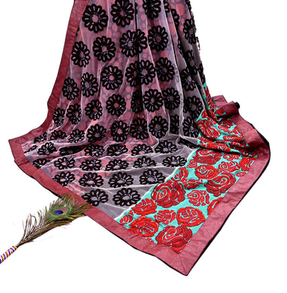 Indian Vintage Sari Net/ Pure Georgette Silk Hand Embroidered Anamika Khanna Designer Sarees Ethnic 6Yd Dabka Zari Wedding Sarees