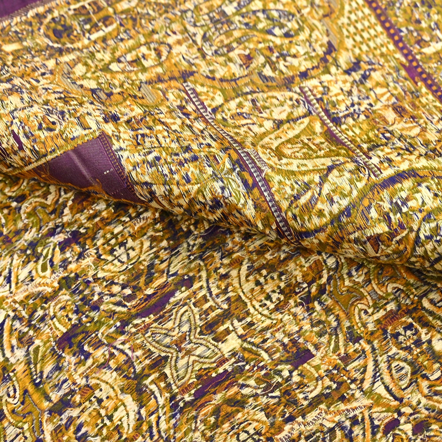 Vintage Heavy Purple Sarees Pure Silk Hand Woven Jamawar Sari Craft Fabric 5Yd Sewing Soft Ethnic Zari Dress Making Wedding Sari