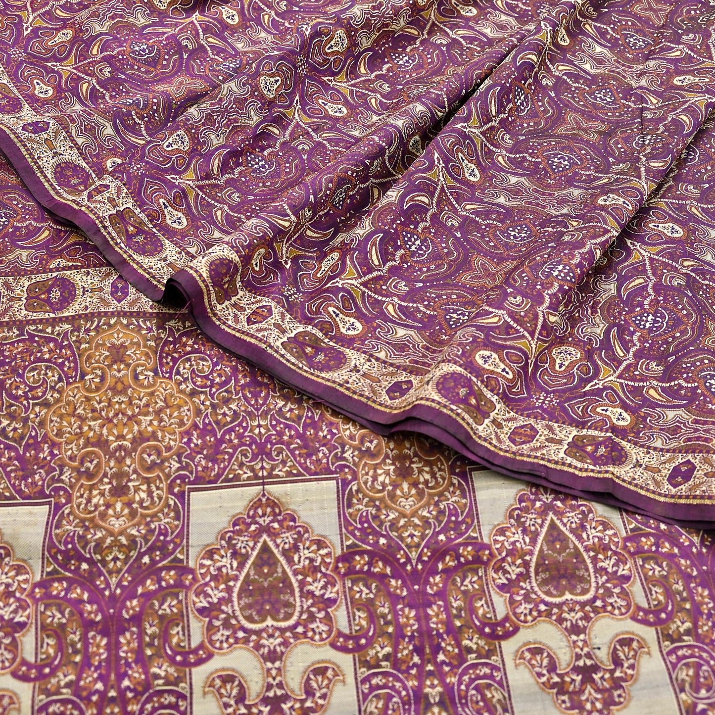 Vintage Heavy Purple Sarees Pure Silk Hand Woven Jamawar Sari Craft Fabric 5Yd Sewing Soft Ethnic Zari Dress Making Wedding Sari