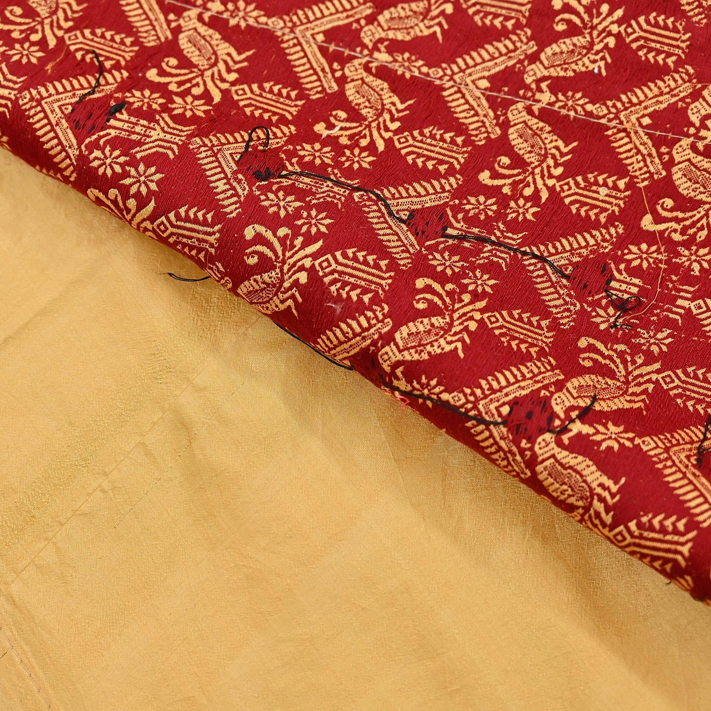 Vintage Yellow Pure Silk Saree Handwoven Asam Sari with Floral Design Antique Indian Wedding Saree 6yd Fabric Fringes
