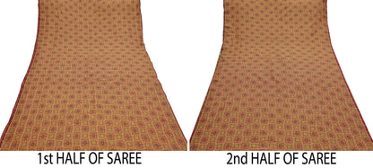 Indian Vintage Sari Maroon Heavy Wedding Pure Silk Hand Woven Gharchola Bandhani Sarees Zari 5Yd Craft Fabric Dress Making Crafting
