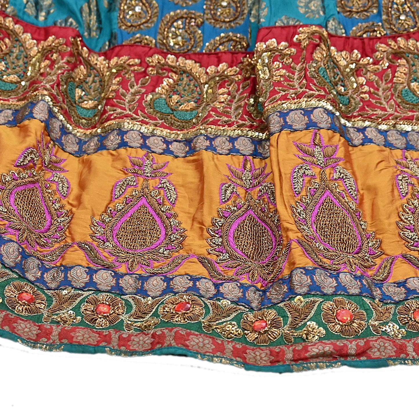 Indian Heavy Wedding Green Silk Hand Embroidered Lehenga/Skirt Designer By Manish Malhotra Bridal Wear Zardozi/ Dabka