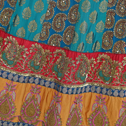 Indian Heavy Wedding Green Silk Hand Embroidered Lehenga/Skirt Designer By Manish Malhotra Bridal Wear Zardozi/ Dabka
