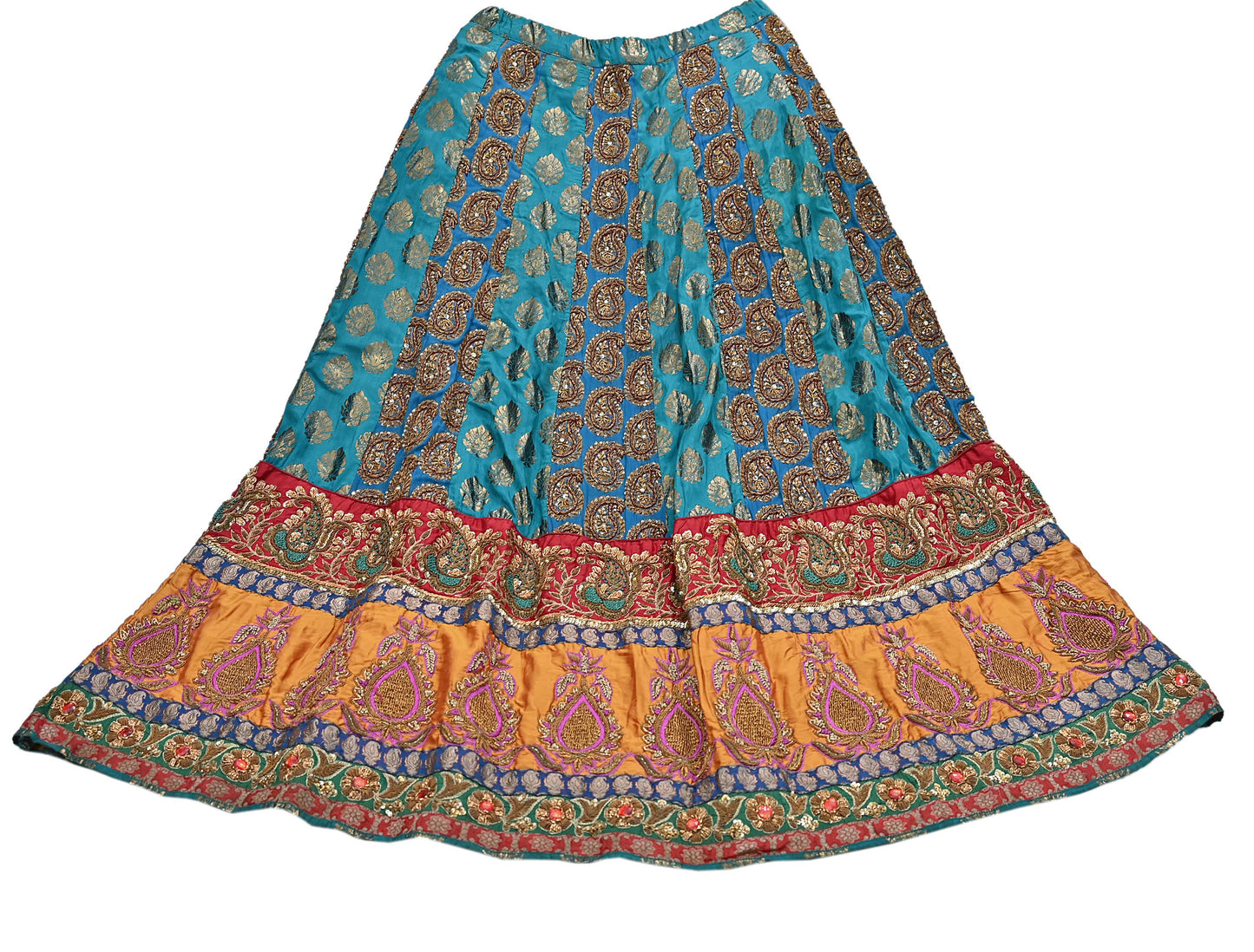 Indian Heavy Wedding Green Silk Hand Embroidered Lehenga/Skirt Designer By Manish Malhotra Bridal Wear Zardozi/ Dabka