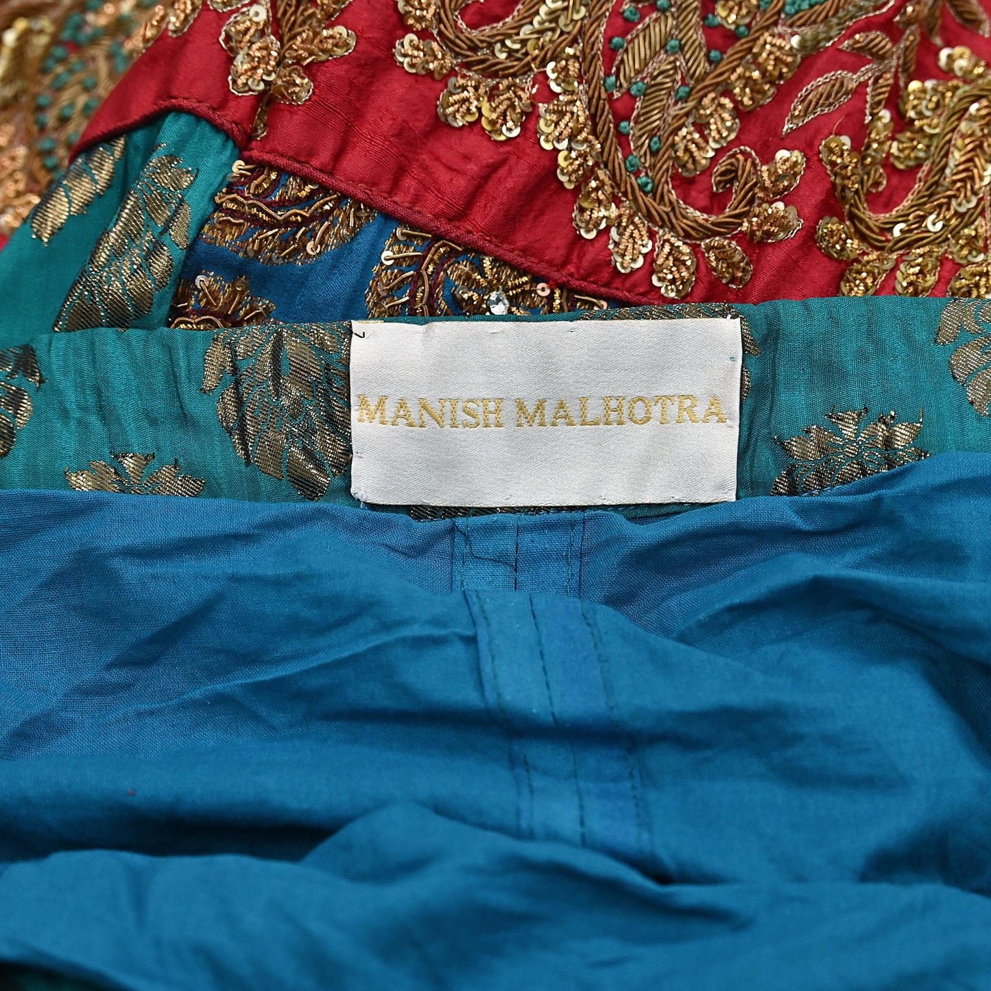 Indian Heavy Wedding Green Silk Hand Embroidered Lehenga/Skirt Designer By Manish Malhotra Bridal Wear Zardozi/ Dabka