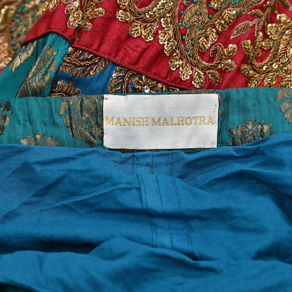 Indian Heavy Wedding Green Silk Hand Embroidered Lehenga/Skirt Designer By Manish Malhotra Bridal Wear Zardozi/ Dabka