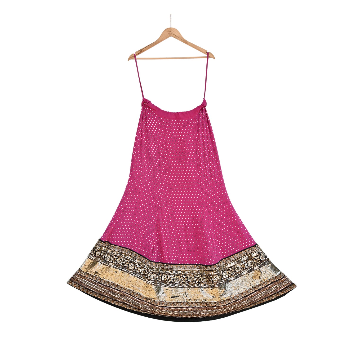 Indian Vintage Heavy Rani PInk Pure Crepe Silk Hand Embroidered Lehenga/Skirt By Designer Sabyasachi Bridal Wear Dabka/ Zardozi