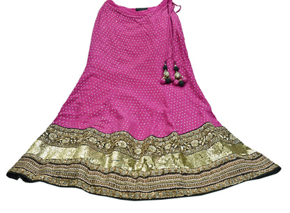 Indian Vintage Heavy Rani PInk Pure Crepe Silk Hand Embroidered Lehenga/Skirt By Designer Sabyasachi Bridal Wear Dabka/ Zardozi