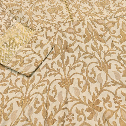 Vintage IVory Woven zari Work Khadi Silk Suit Set, Hand Embroidered Indian Kurta Dupatta, Party Wear Ethnic Outfit