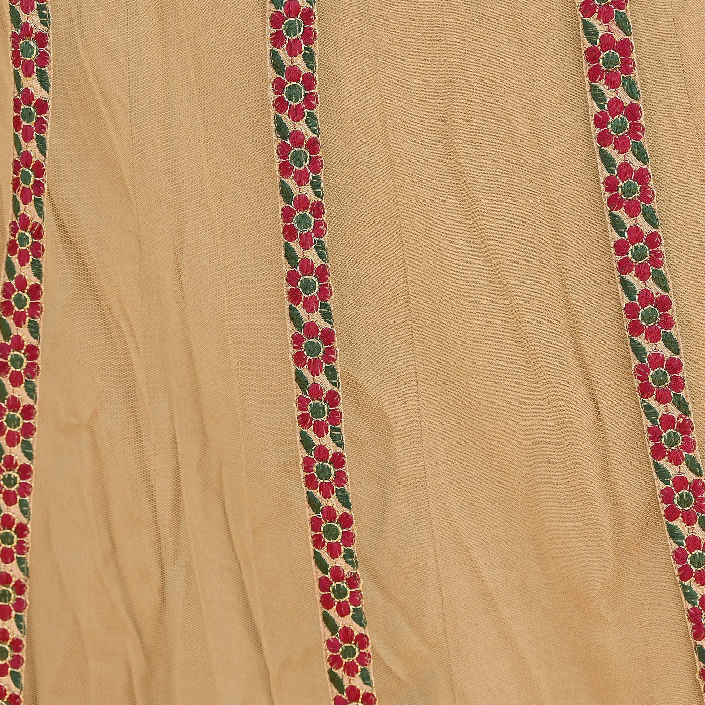 Indian Vintage Beige Net Hand Embroidered Skirt Bridal Party Wear Bollywood Lehenga Zardozi/ Dabka, Zari