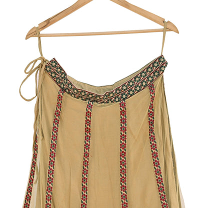 Indian Vintage Beige Net Hand Embroidered Skirt Bridal Party Wear Bollywood Lehenga Zardozi/ Dabka, Zari