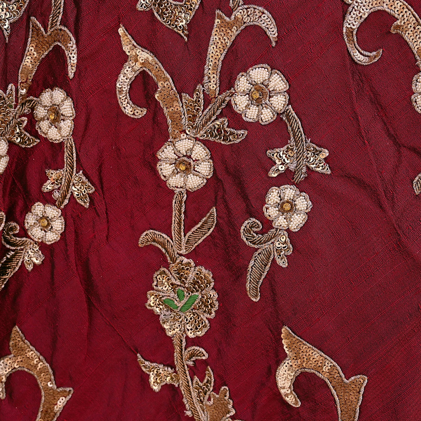 Party wear Heavy Maroon Raw Silk Hand Embroidered Lehenga Skirt by Designer Anamika Khanna Bridal Wear Indian Couture Fashion