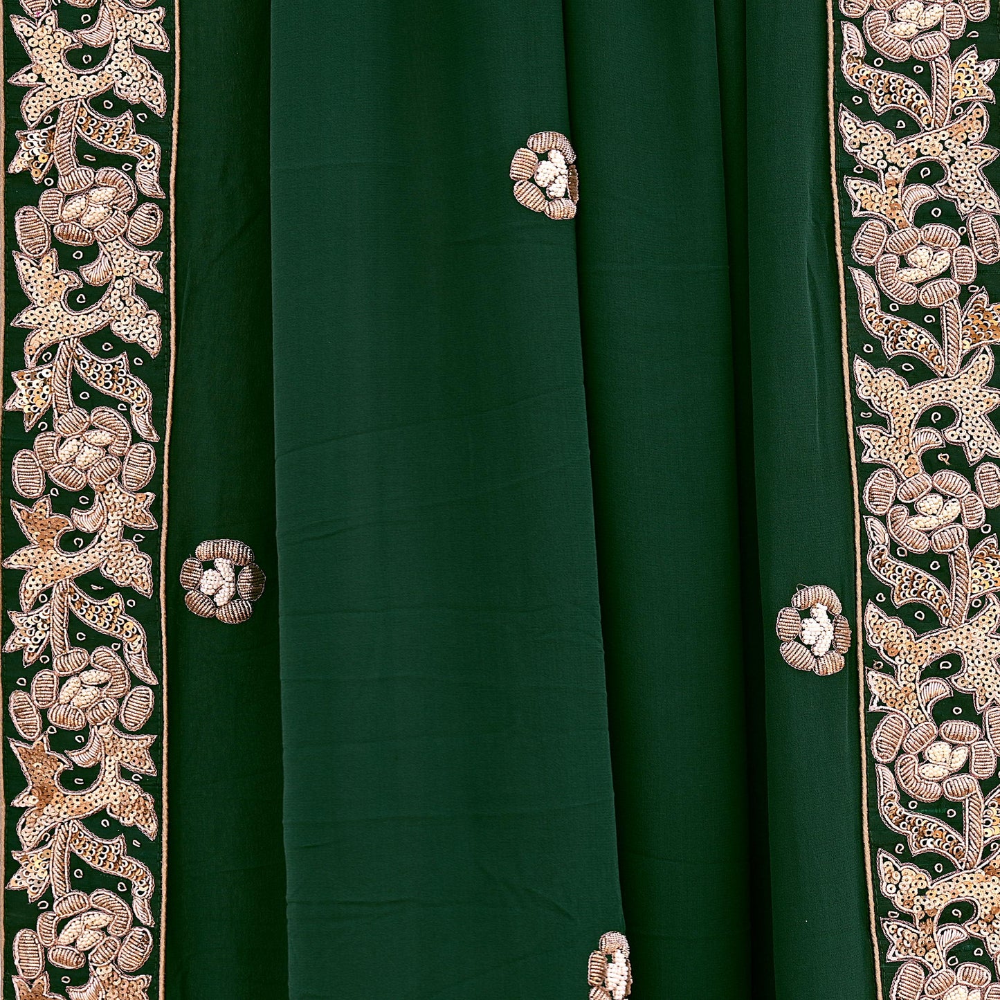 Indian Vintage Heavy Bottle Green Pure Georgette Silk Hand Embroidered Dupatta Designer By Anamika Khanna Bridal Wear Dabka Veil Hijab