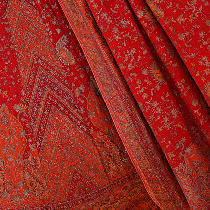Indian Pre-owned Orange & Red Pure Silk Hand Embroidered Ritu Kumar Designer Lehenga 3pcs Set Ethnic Bollywood Party Wear