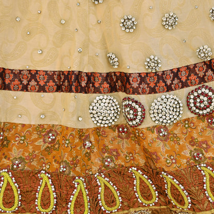 Party wear Heavy Yellow Net Hand Embroidered Lehenga Skirt by Designer Shrutika Bridal Wear Fashion