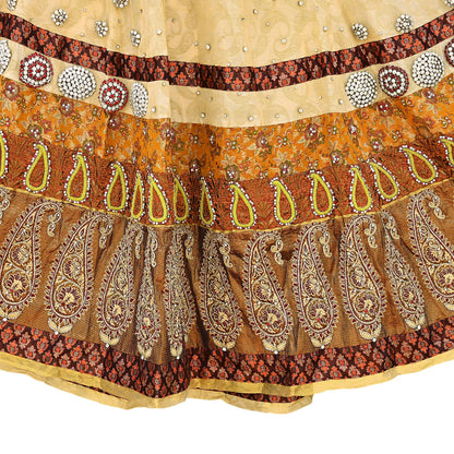 Party wear Heavy Yellow Net Hand Embroidered Lehenga Skirt by Designer Shrutika Bridal Wear Fashion