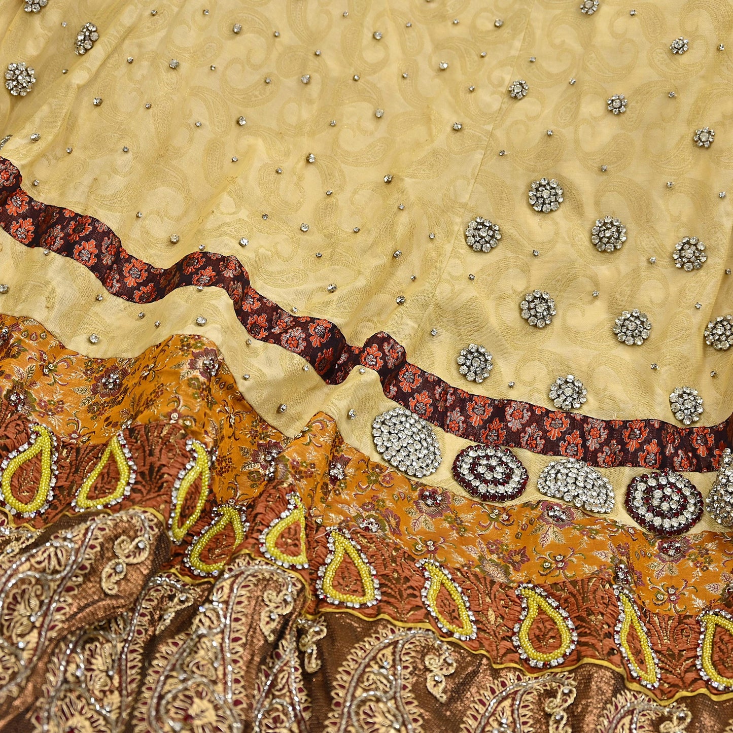 Party wear Heavy Yellow Net Hand Embroidered Lehenga Skirt by Designer Shrutika Bridal Wear Fashion