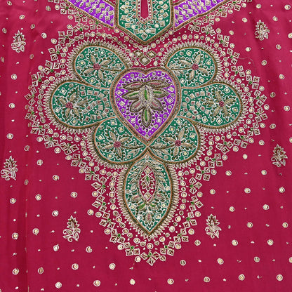 Indian Vintage Ritu Kumar Pink Pure Crepe Silk Long Kurta Hand Embroidered Printed Designer Ethnic Festive Party Wear Tunic