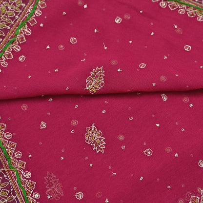 Indian Vintage Heavy Pink Dupatta Pure Georgette Silk Long Stole Hand Embroidered Designer By Ritu Kumar Scarves Scarf Zari Zardozi