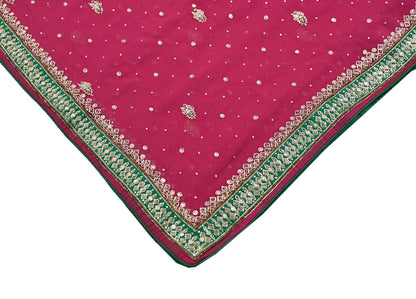 Indian Vintage Heavy Pink Dupatta Pure Georgette Silk Long Stole Hand Embroidered Designer By Ritu Kumar Scarves Scarf Zari Zardozi